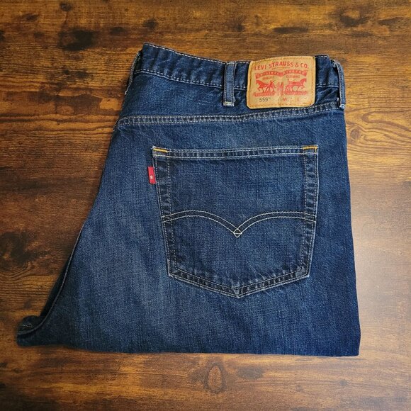 Levi's Jeans 44x30 Measures 42x28 Relaxed Straight 559 Medium Dark Wash Western - Picture 3 of 10